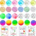 Valentines Gifts for Kids - Valentines Day Cards for Kids School, 24 Pack Bouncy Balls, Fidget Toys Bulk, Valentine Exchange Party Favors Boys Girls Class Classroom Prize
