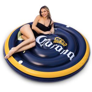 Corona Lime Round Pool Float - Island Float with 2 Cup Holders - Sized for 2 Adults