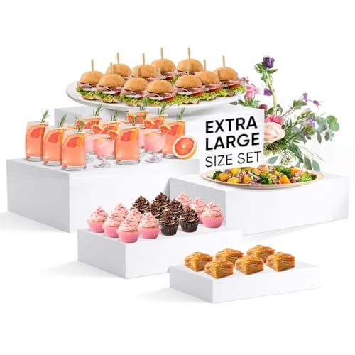 YOPPIX 15.7" Extra Large Size Buffet Risers, Food Risers for Buffet Table, Display Stand Shelf for Catering Dessert Collectibles Jewelry Figures Show, Acrylic Cube Display Nesting Risers