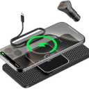 Magnetic Wireless Car Charger PadLOOSAU 15W for MagSafe Charger Non Slip Type C with 40W, for iPhone 17 Car Phone Wireless Charger Charging pad Fit for iPhone 16 15 Pro Max 14 13 12, Airpods