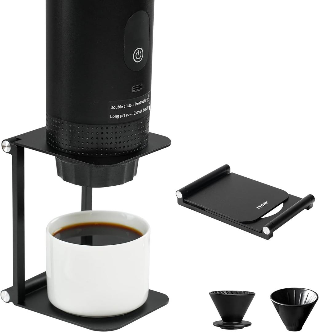 Pour Over Coffee Maker Stand,Foldable Portable Electric Espresso Machine Stand for outin,Holder for Coffee Grinder,Universal Dripper,V60 Dripper,Travel Coffee Maker, Press Square&Black