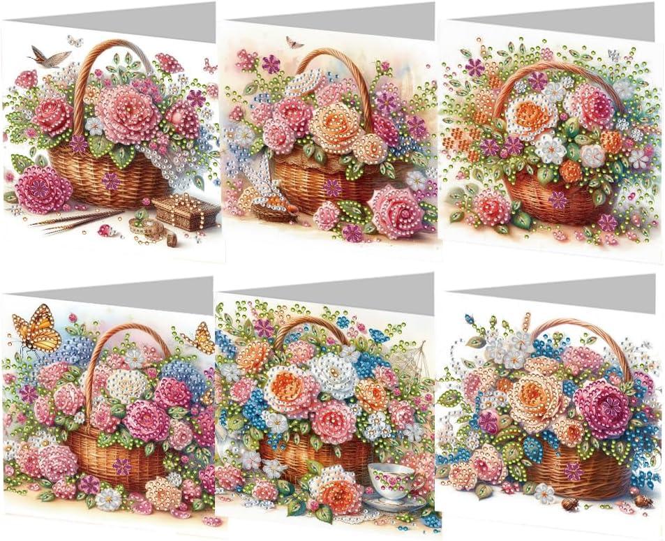 Sulunmo DIY Diamond Painting Art Cards Kits for Adults, 5D Diamond Cards Kits Art Birthday Cards Birthday Gifts for Families, Friends, Partners(6Pcs Dog Garden-77) (Greeting-Cards-77)