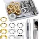 50 Set Grommet Tool Kit, Copper Grommets & Eyelets, 2 Colors, 20mm Inside Dia, 3 Pcs Install Tool, for Leather, Clothes, Belt & DIY Crafts