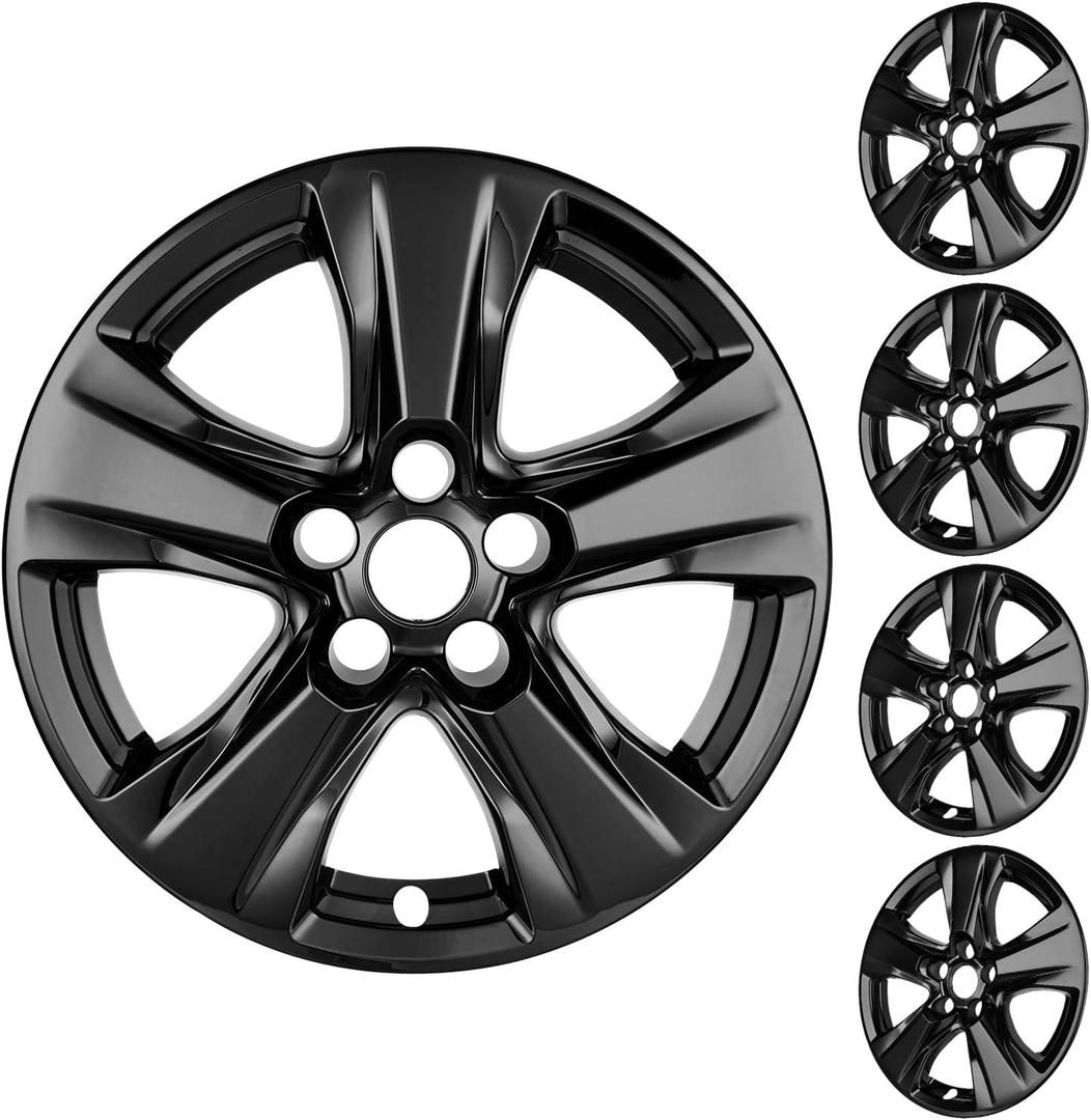 17 Inch Wheel Skins Compatible with 2019-2026 Toyota RAV4 XLE/RAV 4 Hybrid XLE/Hybrid LE, Fits Factory Alloy Wheels, Gloss Black Snap-On Replacement Wheel Cover, Set of 4