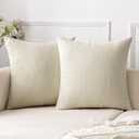 EMEMA Throw Pillow Covers 18x18 Inch Pack of 2 Couch Pillow Covers Soft Chenille Decorative Couch Modern Solid Dyed Pillowcases for Sofa Bed Cream(Only Covers)