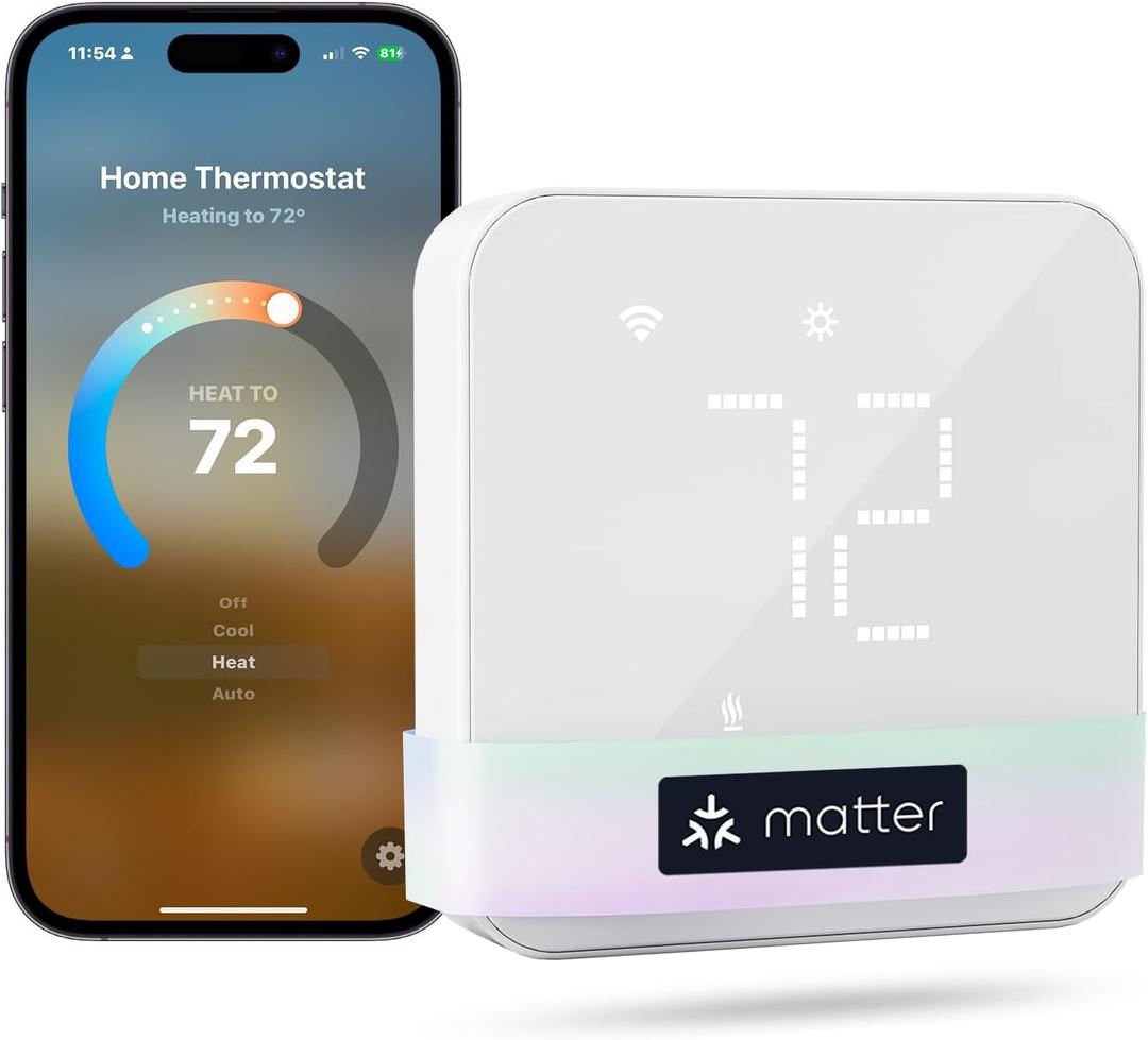 meross Smart Thermostat for Home, WiFi Thermostat Works with Matter, Alexa, Apple Home, Google Assistant, App & Voice Control, 7x24h Scheduling, Energy Saving, C-Wire Required (White)