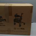 Rollator Walker for Seniors with Seat, Lightweight & Foldable, 8" All-Terrain Wheels, 18" Big Seat, 6-Level Adjustable Height Rolling Walker, 350 lb Capacity, Burgundy