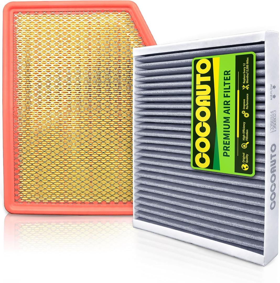 COCOAUTO Engine & Cabin Air Filter Kit for Silverado 1500 (2019-2026), Sierra (2019-2026), Tahoe Yukon Suburban 2021+, Replace A3244C 84121219 13508023 13356916, NOT for Diesel 6.6L