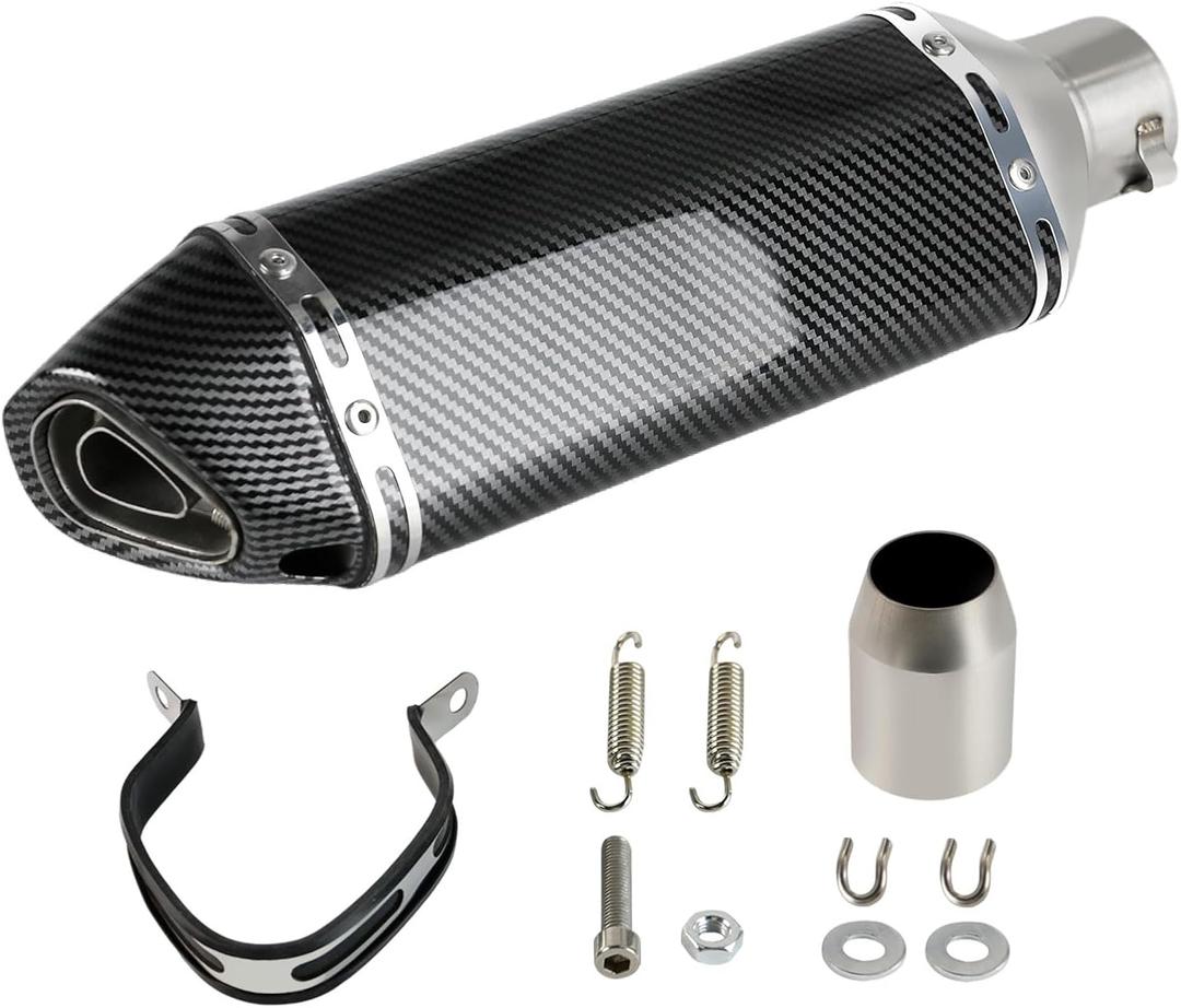 Exhaust Muffler Carbon Fiber 1.5-2"Inlet with Removable DB Killer for Street/Sport Motorcycles and Scooters with 38-51mm Diameter Exhaust Pipes
