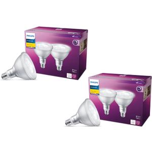 Philips LED 120W PAR38 4-Pack Bright White (3000K) 1200 Lumen (13W = 120W) Dimmable Flicker-Free Light Bulbs