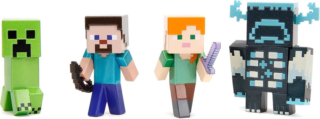 Jada Toys - Minecraft 4-Pack Collectible Figures - 2.5" Diecast Figures - Iconic Characters - Toys for Adults and Kids