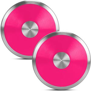 1 kg Sports Training Discus 2 Pcs for Girls Boys School Track and Field, 1kg Nylon Discus with Steel Rim and Center, Men Women Discuses Outdoor Practice Throwing (Pink)