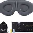 MZOO Luxury Sleep Eye Mask for Side Sleeper Men Women, Zero Eye Pressure 3D Sleeping Mask, Light Blocking Patented Design Night Blindfold, Soft Eye Shade Cover for Travel, Grey