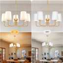 Farmhouse Chandelier, 5-Light Gold Chandelier with White Fabric Shade, Height Adjustable Modern Dining Room Light Fixture with E26 Base for Bedroom Foyer Hallway Entryway Kitchen Living Room