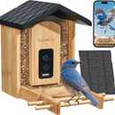 Eco-Friendly Bamboo Smart Bird Feeder with Camera & Solar Panel - AI Identifies 11,000+ Species, 2K HD Night Vision, Wireless Outdoor Birdhouse with Instant Alerts (2.4GHz WiFi Only)