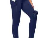 Heathyoga Fleece Lined Leggings Women with Pockets Water Resistant Thermal Leggings Winter Warm Yoga Pants Hiking Running (Medium, Blue)