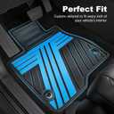 All Weather Floor Mats Custom Fit for Toyota Tacoma 2016-2023 Waterproof Heavy Duty Anti-Slip Car Mats, 1st & 2nd Row Black & Blue
