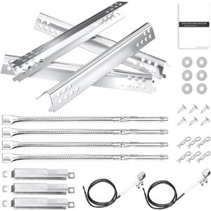 Hisencn Grill Replacement Parts for Charbroil Advantage Series 4 Burner 463344116, 466344116 Gas Grill, 14 3/8" Grill Burners Tube,15 1/2" Heat Plate Tent Shield,Adjustable Carryover Tube,G361-0003-W1