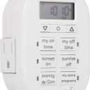 myTouchSmart Simple Set 7-Day Digital Timer, 2 Grounded Outlet Timer, Sunrise-Sunset Indoor Timer Outlet, Programmable ON/OFF Plug Timer, 125V Light Timer, Lamp Timer, Seasonal Lights, White, 35150