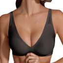Maywind Jelly Bras for Women Push Up Wireless Deep V Seamless T-Shirt Bra, Jelly Wireless Push Up Bra Comfortable Supportive (Large, Black)