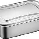 Stainless Steel Ice Cream Container Refrigerator Ice Cream Container Stainless Steel Food Containers with Steel Lids Metal Freezer Food Preservation Box Stainless Steel Container with Lid (0.7L) (6.7x4.3x2.8in/24 FL Oz)