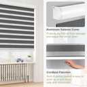 Kokorona Zebra Blinds Roller Shades Cordless Window Blinds with Valance Cover, Day and Night Sheer Shades Dual Layer Fabric for Light Control Light Filtering Privacy, Dark Grey, 33" W X 72" H