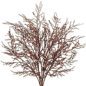 30.7" Christmas Brown Glitter Stems, 5Pcs Artificial Spray Leaf Picks Long Branches for Christmas Tree DIY Xmas Wreath Garland Arrangment Vase Bouquets Table Centerpieces Decoration Home Decor