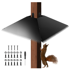 Metal Squirrel Baffle for 4x4 Post, 17 Inch Squirrel Guard for for Bird Feeder Poles, Wooden Pole Mount Squirrel Proof to Keep Squirrels and Raccoons Out of Bird feeders, Black