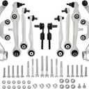 8E0498998S1 Front Control Arm Suspension Kit Upper & Lower Compatible with Audi 2000-2008 A4 A4 Quattro(Set of 12)