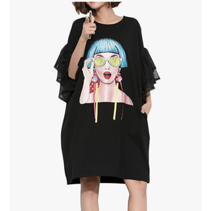 ellazhu Women's Loose Fit Short Sleeve Casual Crew Neck T-Shirt Oversized Tee Top GA1360 Black One Size