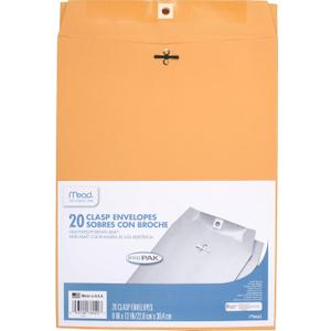 Mead Envelopes, 9" x 12", Clasp Closure, Brown Kraft All-Purpose 24-lb Paper Mailing Envelopes, 20 Count (76020)
