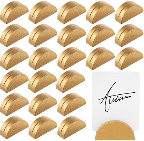 Colingmill 22 Pcs Gold Table Number Stands Wooden Indoor Lightweight Wedding Table Name Holder Semicircular Design Place Card Holders Office Tag Photo Menu Clips Banquet Birthday Party Restaurant