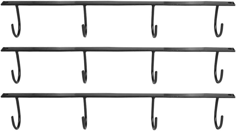 3pcs Mug Holder Under Cabinet,Coffee Mug Drying Rack Under Shelf,Coffee Cup Hanging Hooks Cooking Tools Hanger with 4 Hooks for Kitchen and Bar,Black