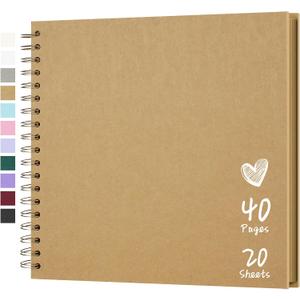 Scrapbook 10x10 Inch DIY Scrapbook Album Hardcover Kraft Paper Scrap Book Photo Albums 40 Pages Perfect for 4x6 / 5x7 Photos Memory Book for Family, Wedding (Yellow)