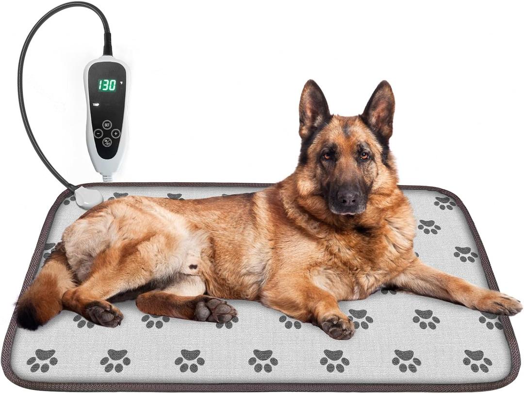 Large Dog Heating Pad 34x21in Waterproof Pet Heating Pad for Dogs Smart Thermostat Switch, Whelping Supplies Heated Dog Bed,Adding Wire Rope Wires Puppy Heating Pad Mat-Whelping Box for Dogs (34.0"L x 21.0"W x 0.5"Th)