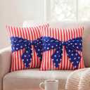 Peryiter 2 Pcs 4th of July Pillow Covers 18x18 Inch American Flag Patriotic Decorations Throw Pillow Covers 250th Anniversary Independence Memorial Day Cotton Linen for Couch Sofa Home Decor