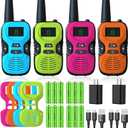 Walkie Talkies for Kids - Rechargeable 4 Pack: Walky Talky for Kids with Charger Battery - Walkie-Talkies Long Range Outdoor, Hiking, Camping Toys for 3-12 Year Old Girls Boys (Green Orange Blue Red)