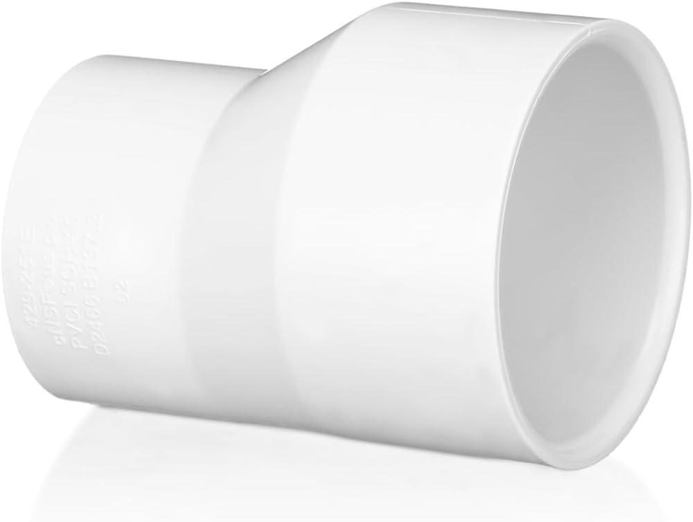 2" x 1-1/2" PVC Pipe Fitting Schedule 40 Compatible with 429-E Series Eccentric Reducer Coupling Suitable for High-flow Capacity, Plumbing, Irrigation, Pool, Spa, White