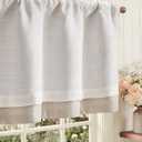 jinchan Curtain Light Filtering Kitchen for Living Room Bedroom Small Windows Valance 18 Inch Double Layer Farmhouse Window Rustic Overlay Rod Pocket 1 Panel Ivory