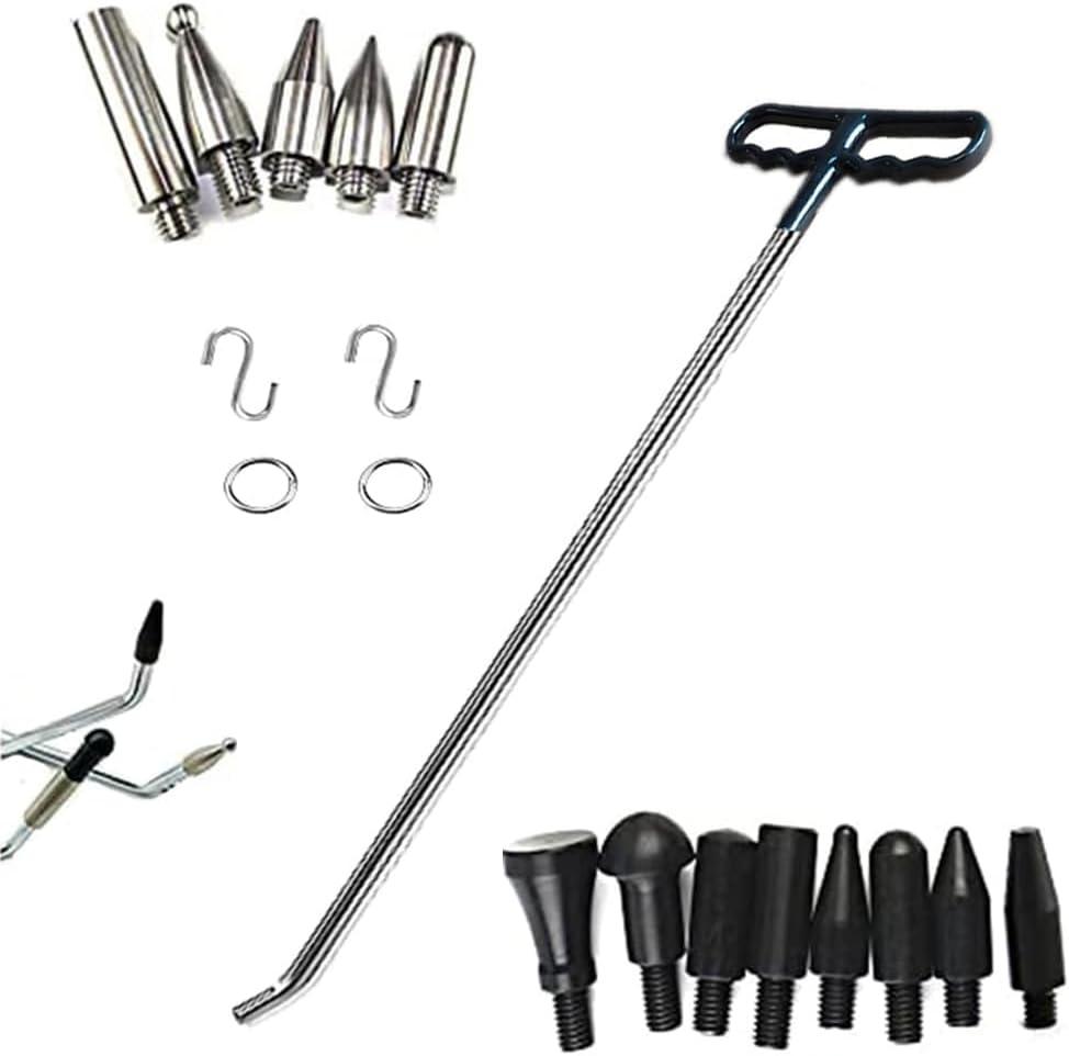 Paintless Dent Repair Tools 1 Pieces of Dent Removal Rods with Awl Head Dent Hail Repair Tools Paintless Dent Removal Kit Car Auto Body Dent Removal of Hail Dents and Door Ding (16PCS)