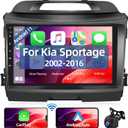 Car Radio for Kia Sportage 2010-2016 with Wireless Apple Carplay, HD 9" Touchscreen Android 11 Car Stereo with GPS Navigation, Android Auto, WiFi, Bluetooth, RDS FM, USB, Microphone, Backup Camera