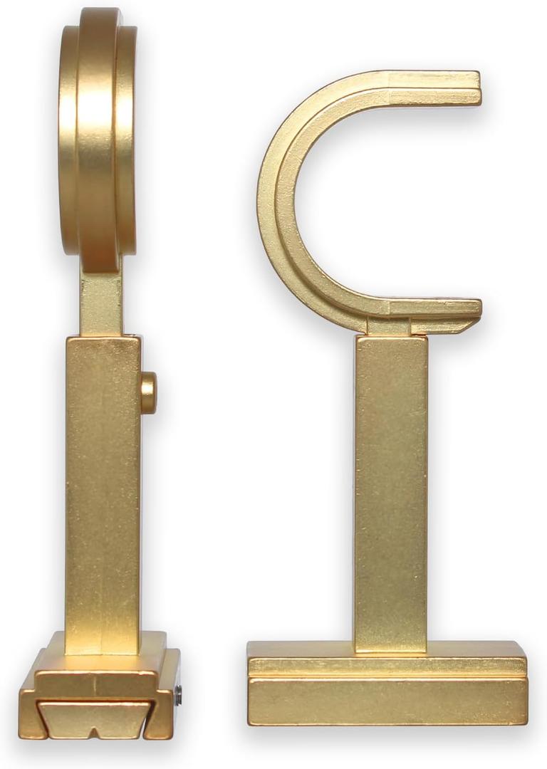 BlastHome Luxury Adjustable Curtain Rod Brackets  Premium Quality Heavy Metal Replacement Accessory  Signature Collection, Set of Two  Fits Up to 1 1/4" Diameter Curtain Rods  Brushed Gold