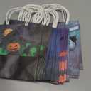 Giphtkom 16 PCS Halloween Paper Gift Bags with Handles, Trick or Treat Bags in 4 Designs, Candy Goodie Snack Bags for Halloween Party Favor Supplies Decoration (Pixel Style)