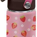Strawberry Water Bottle for Girls, 12 Oz Leak-proof Tumblers with for Teens | Stainless Steel Travel Mugs for Kids, Christmas Birthday Gift for Women, Back to School Supplies, 1PCS