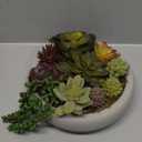 MyGift 8 Inch Round Modern Artificial Succulent Arrangement Potted in Gray Concrete Plant Bowl, Assorted Faux Mini Succulents in a Decorative Planter Pot (Grey)