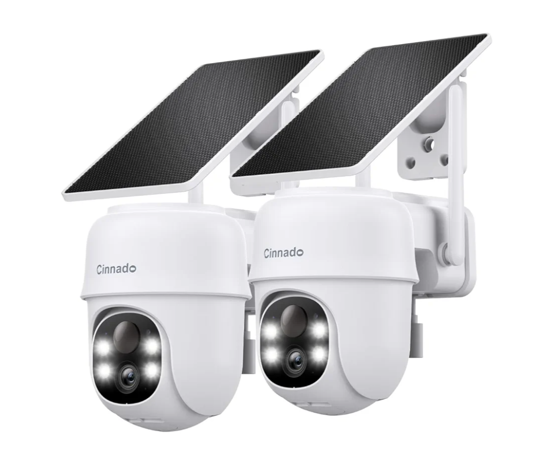 2K Cameras for Home Security-2.4G WiFi Outdoor Camera Wireless Solar/Battery Powered with solar panel, 360° Viewing, AI Human Detection, Color Night Vision, with SD Storage, Works with Alexa(2 Pack)