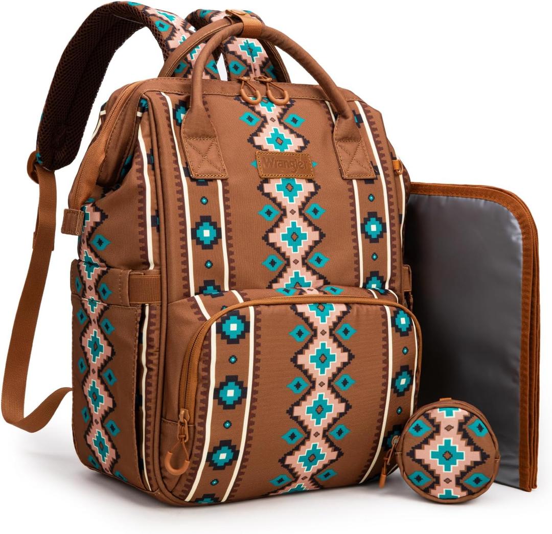 Montana West Wrangler Diaper Bag Backpack Aztec Callie Bag Travel Backpack Purses Western Multi-Function Baby Bags for Mom