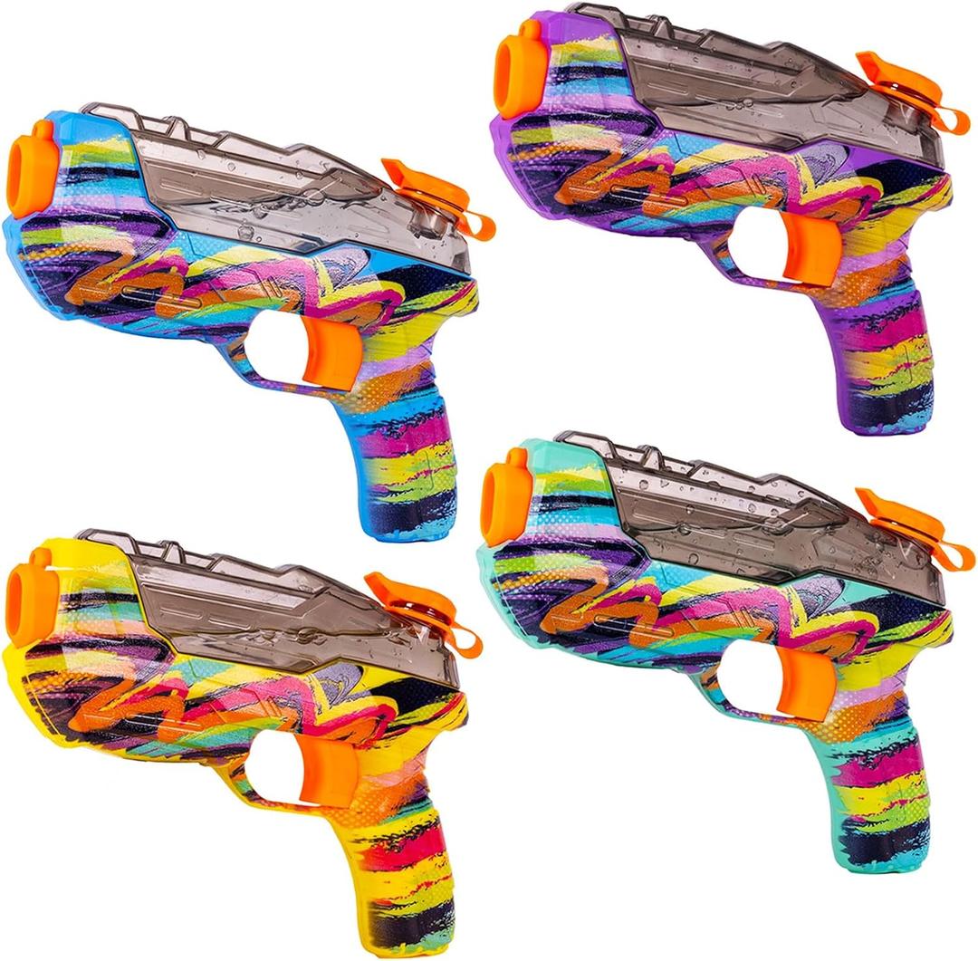 4 Pack Water Gun for Kids Adults, Watercolor Squirt Gun with Trigger, Long Range Water Pistol, Super Water Blaster Soaker Toys for Outdoor Play, Pool, Beach, Yard, Summer Party