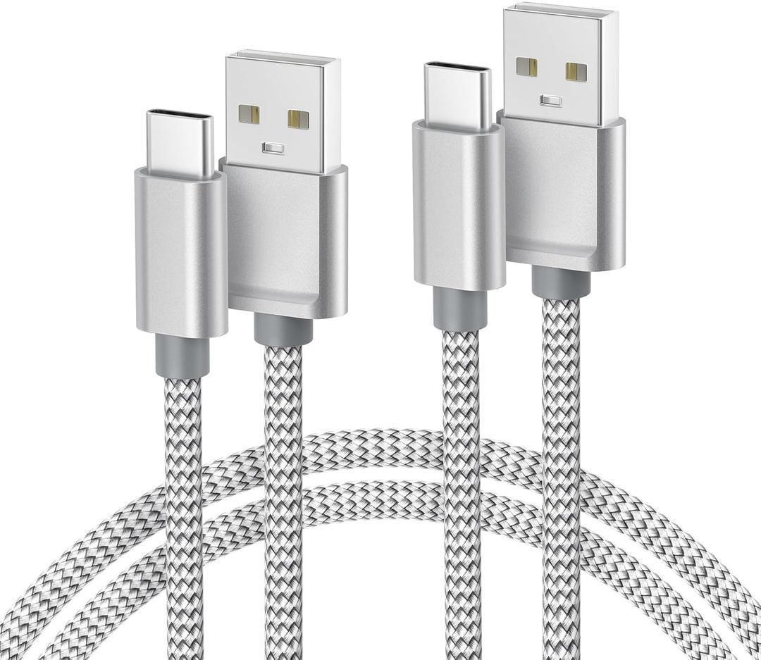 Basesailor iPhone 16 15 Pro Max Charger Cord,USB to USB C Cable 6.6FT/2Pack,Type C Charging Power Cord for Apple iPad 10,Samsung Galaxy AI S25 S24 S23 S22 S20 Plus Ultra,A52 A53 A54,Google Pixel 9,16e (Silver)