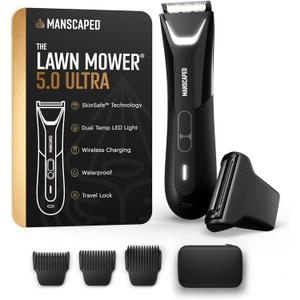 MANSCAPED The Lawn Mower 5.0 Ultra Groin & Body Hair Trimmer  Dual-Head SkinSafe Trimmer & Foil Blades, Waterproof Wet/Dry Groomer, USB-C Rechargeable with Travel Case, Mens Ball Shaver, Black